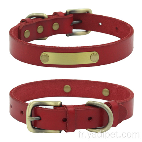 Collier personnalisé en cuir de vachette pour chien